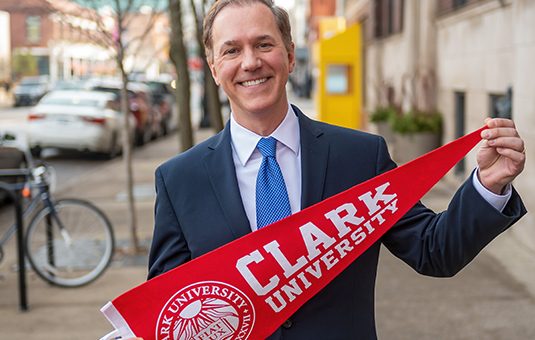 David Fithian holding clark flag