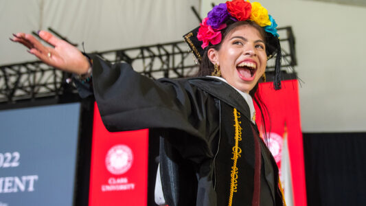 Student at Clark University Commencement 2022