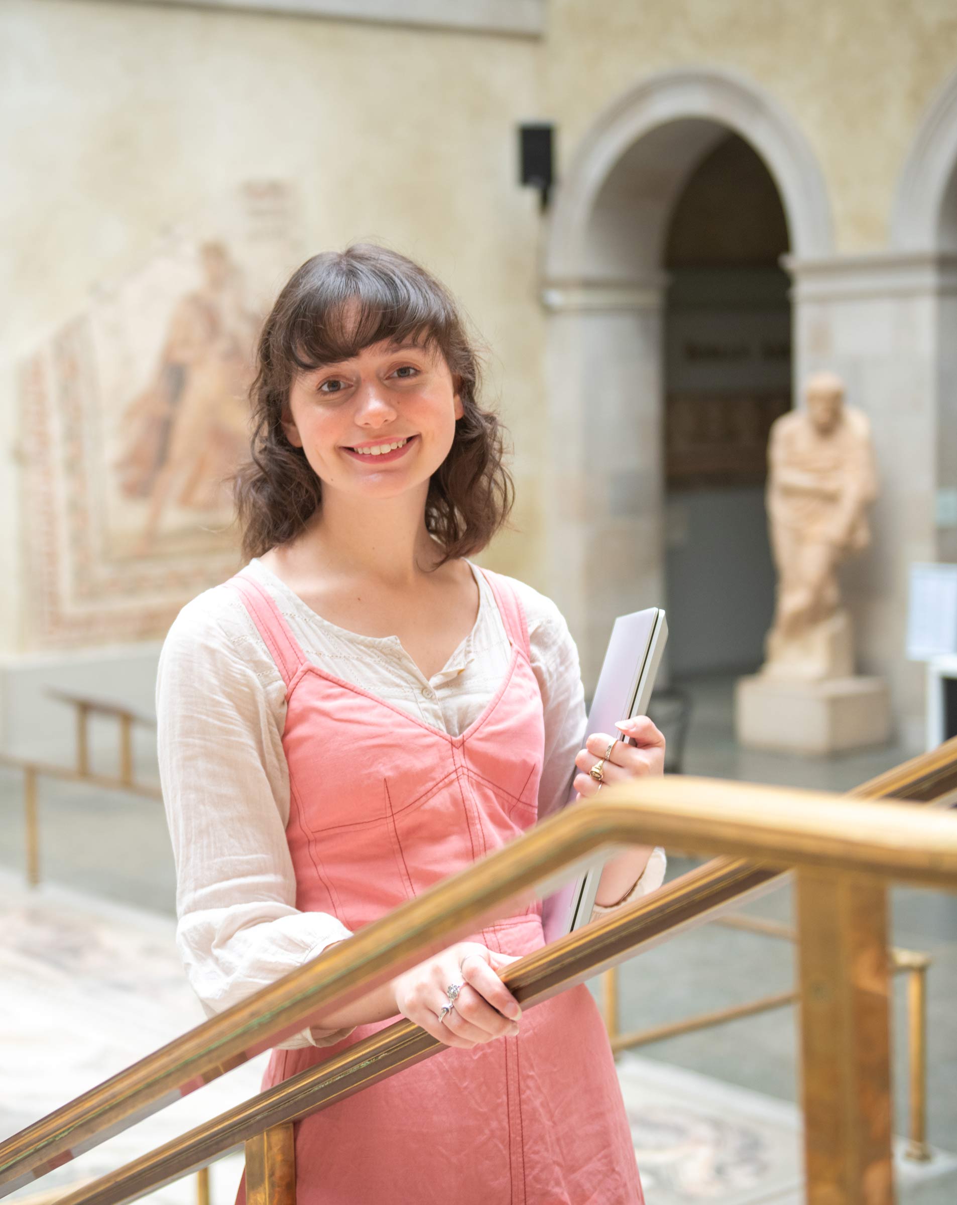 Abbie Hart in the atrium of the Worcester Art Museum