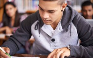 creative writing student in class