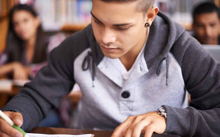 creative writing student in class