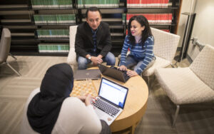 student meet in the library