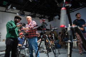 Students learn about a film maker's perspective in an Intro to Filmmaking class at Clark