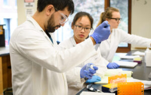 Biochemistry students in lab
