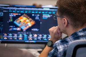 A student designing a game environment