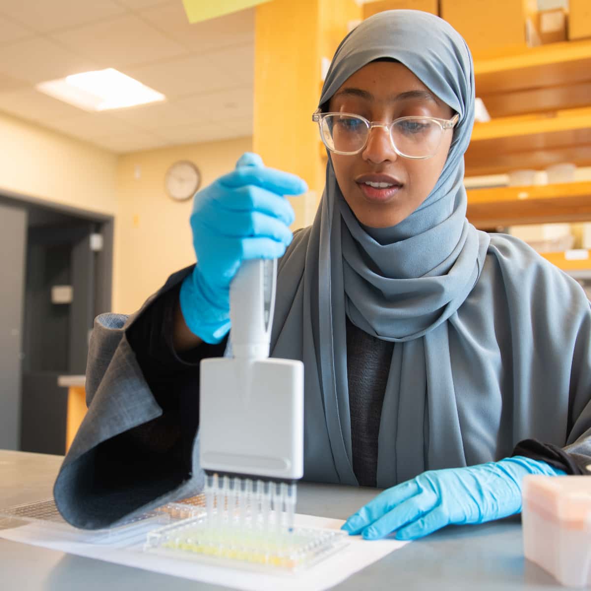 A student performs research in the Jack Lab