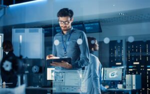 Man standing in computer lab