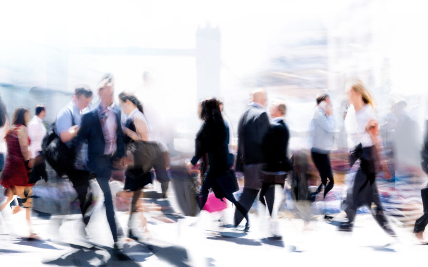 marketing analytics masters - blur of people walking buy