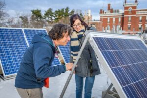 inspecting solar panels at Clark