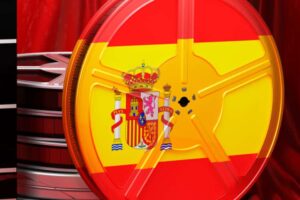 a film cannister with the flag of Spain on it