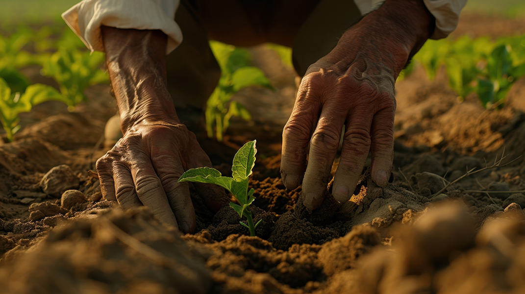 farmer planting seedling