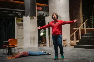 students rehearse Taming of the Shrew