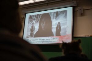 students study movies in Women in Horror