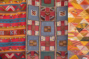 Woven American textile showing both middle eastern and Central American cultural influences