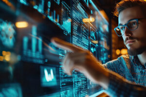 emerging technologies - man at computer screen