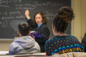 A computer science classroom focuses on algorithms