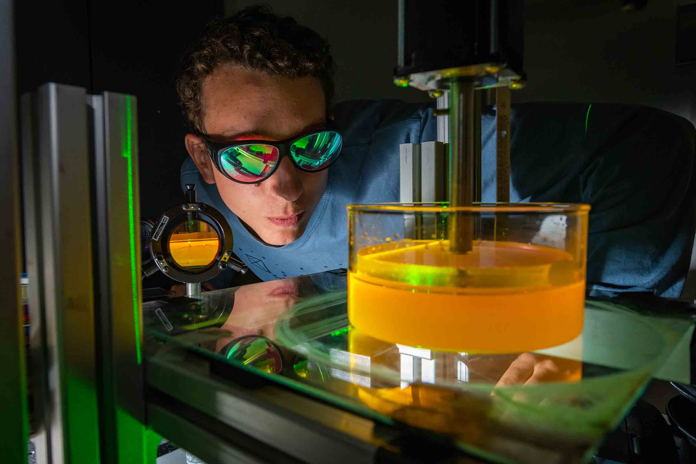 A students conducted experiments in a physics lab.