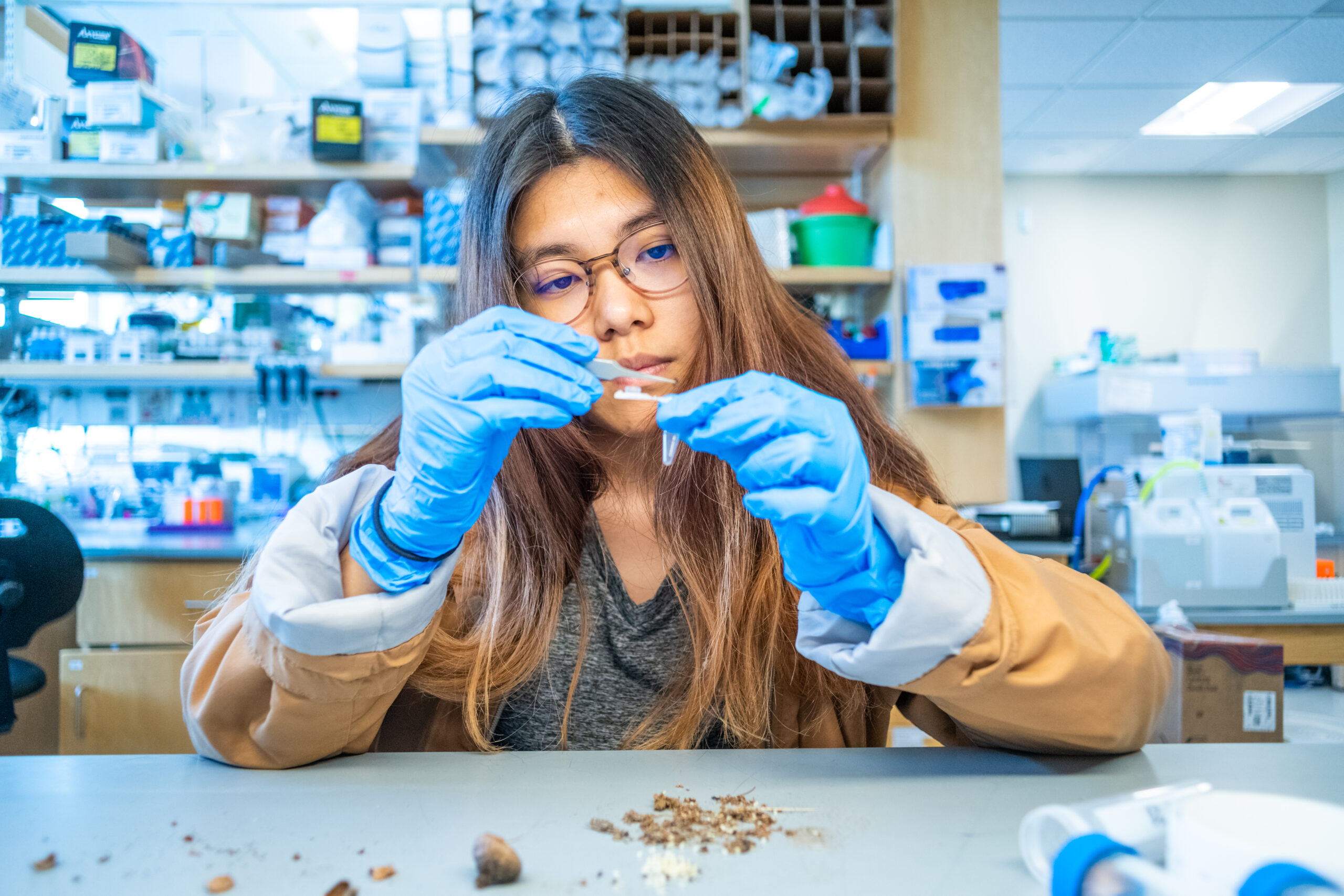 research student in lab