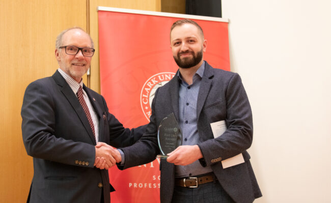 graduate student receiving award