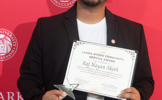 graduate student receiving award