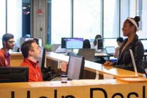 students at help desk