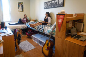 Students in residence hall room