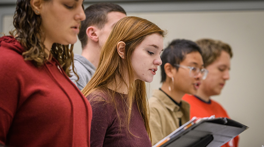 Clark Choir rehearsing a song