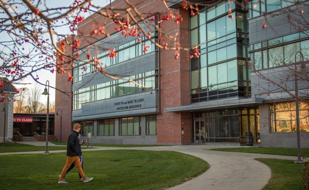 Exterior view of the Cathy ’83 and Marc ’81 Lasry Center for Bioscience, Clark University