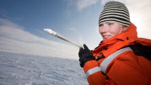 Karen Frey conducting climate research in the Arctic.