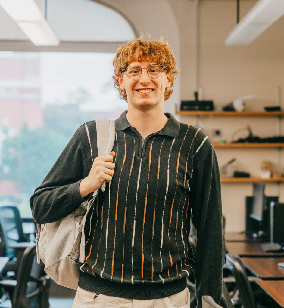 Geography major Rowan Compton ’25, M.S. ’26, Steinbrecher fellow.