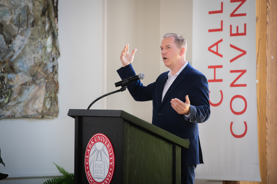 David fithian speaking at international graduate ceremony