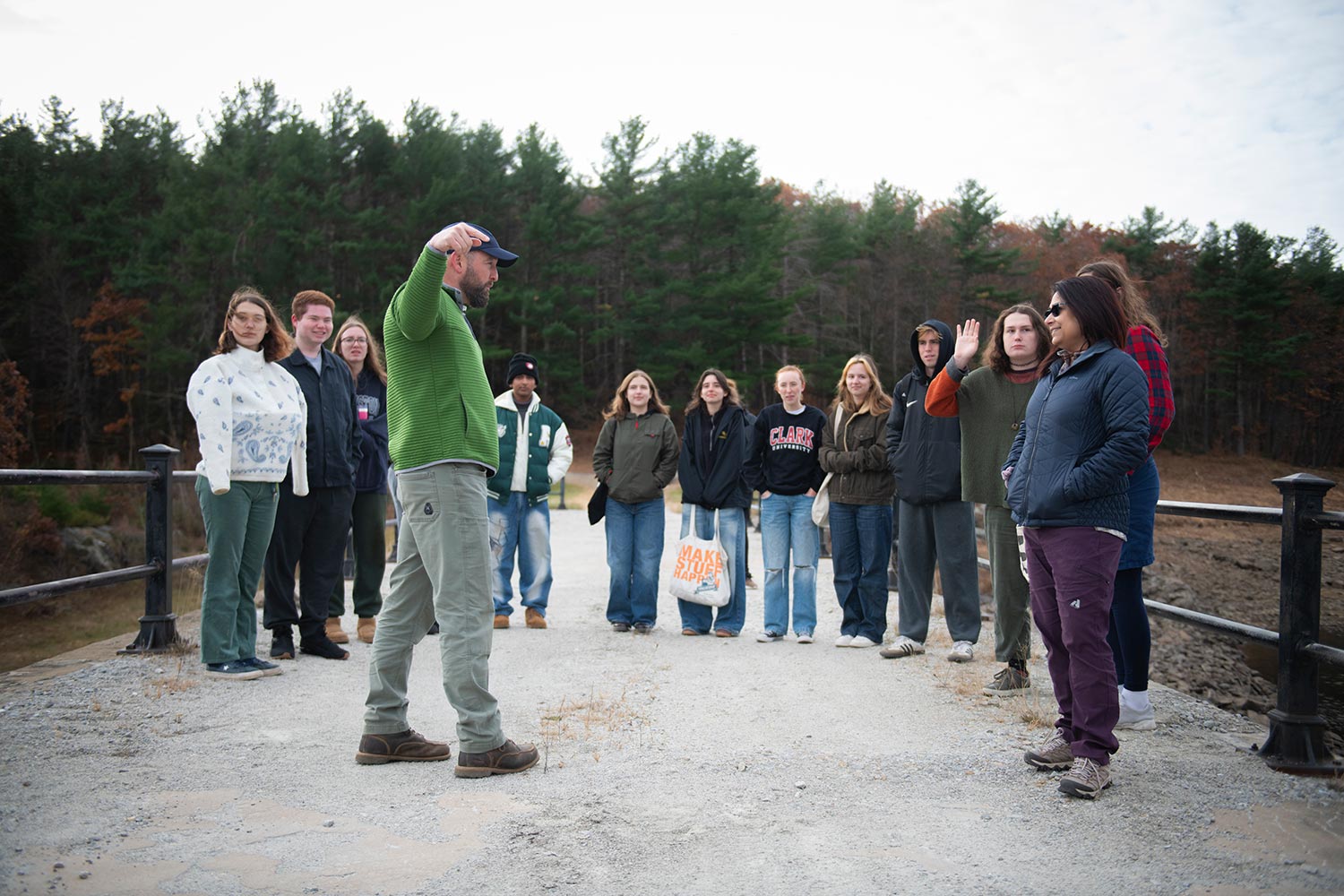 Students in the first year experience seminar, Water in the City tour the Pine Hill Dam