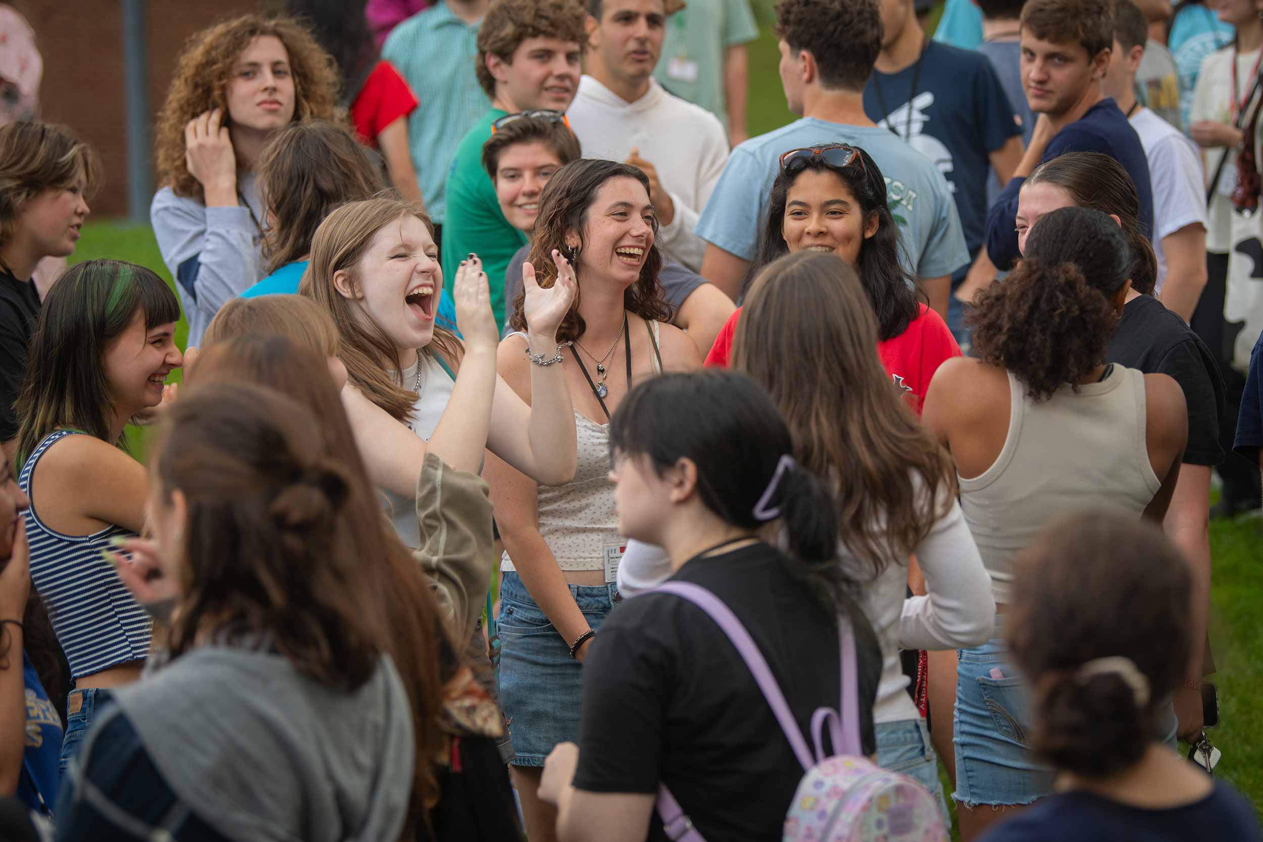 Students gather for a group activity during orientation 2024