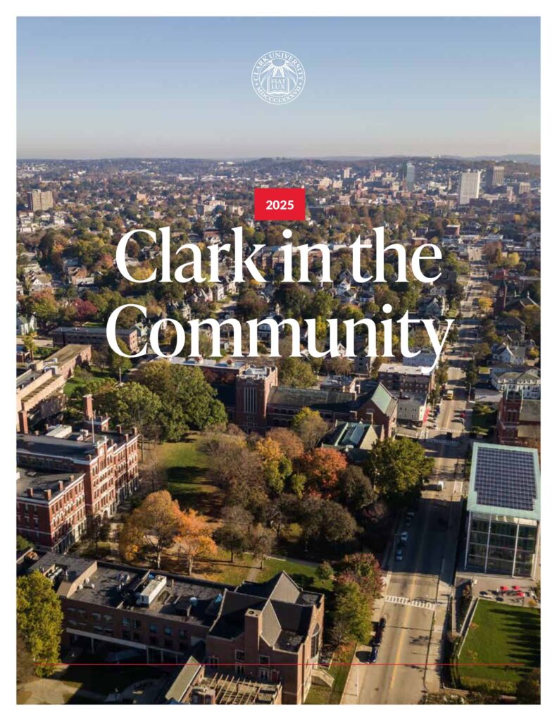 Cover photo of the publication, "Clark in the Community"